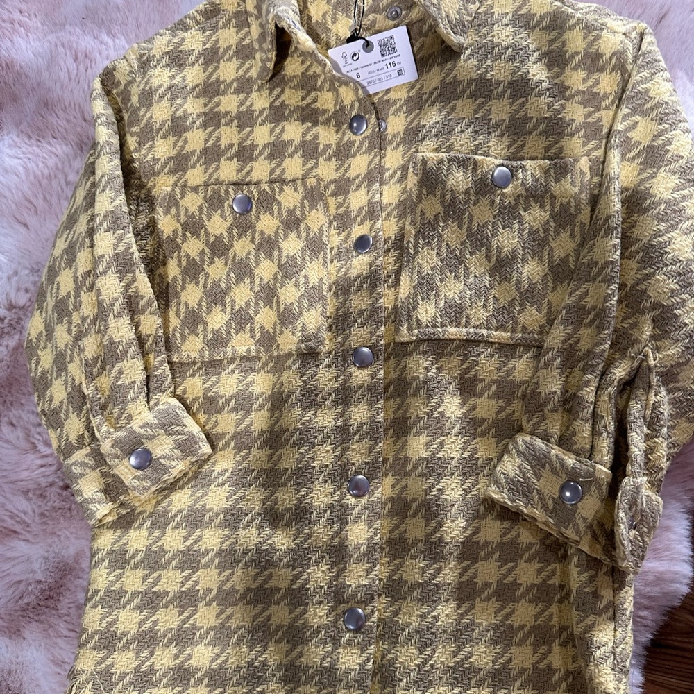 Zara Yellow and Cream Kids Button Down Shirt